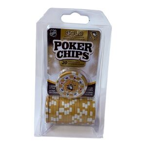 Pittsburgh Penguins Poker Chips Set – 20 Gold Casino Style Chips – NEW